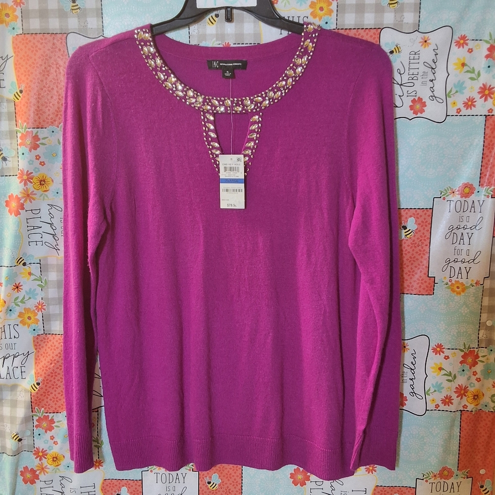 NWT INC PINK LONG SLEEVE KEYHOLE BLOUSE - Picture 3 of 12